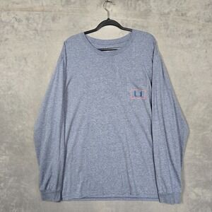 HUK‎ T Shirt Mens 2XL Gray Pocket Long Sleeve Fishing Graphic cotton blend